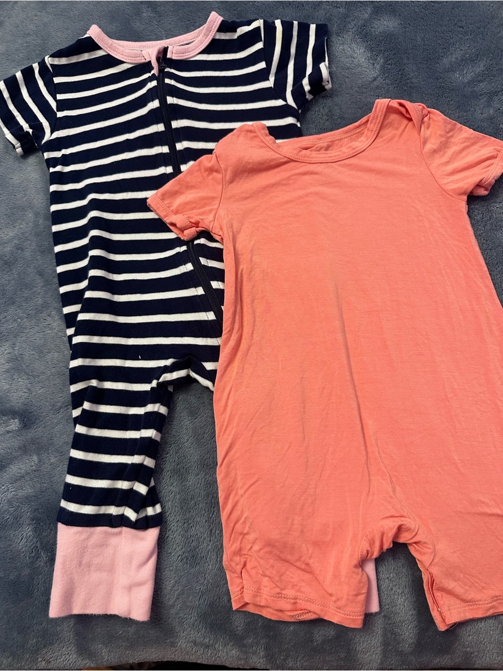 🌸 12-18M Romper Bundle | Bamboo Guisby + Striped Zipper Sleeper *